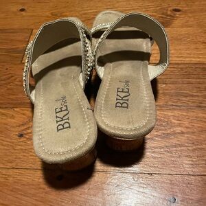 BKE Tan Sandals with Beaded Accents